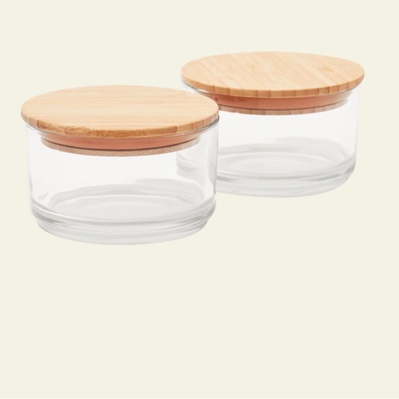 material Kitchen Material 2 Glass Containers With Wood Lids Poshmark